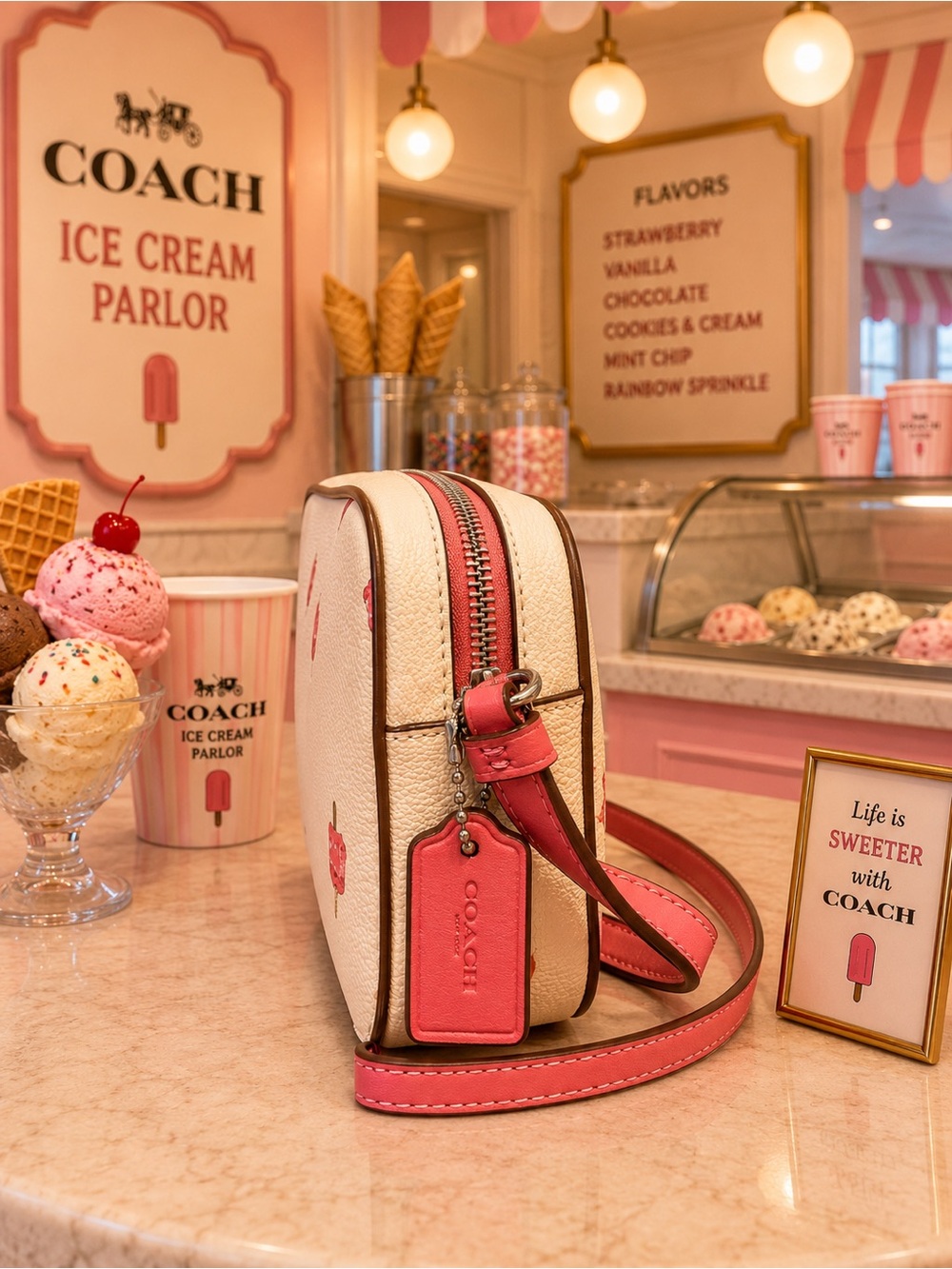 Coach Popsicle Print Mini Camera Crossbody Bag W/ Coach Satin Dust Bag EUC - Picture 8 of 14